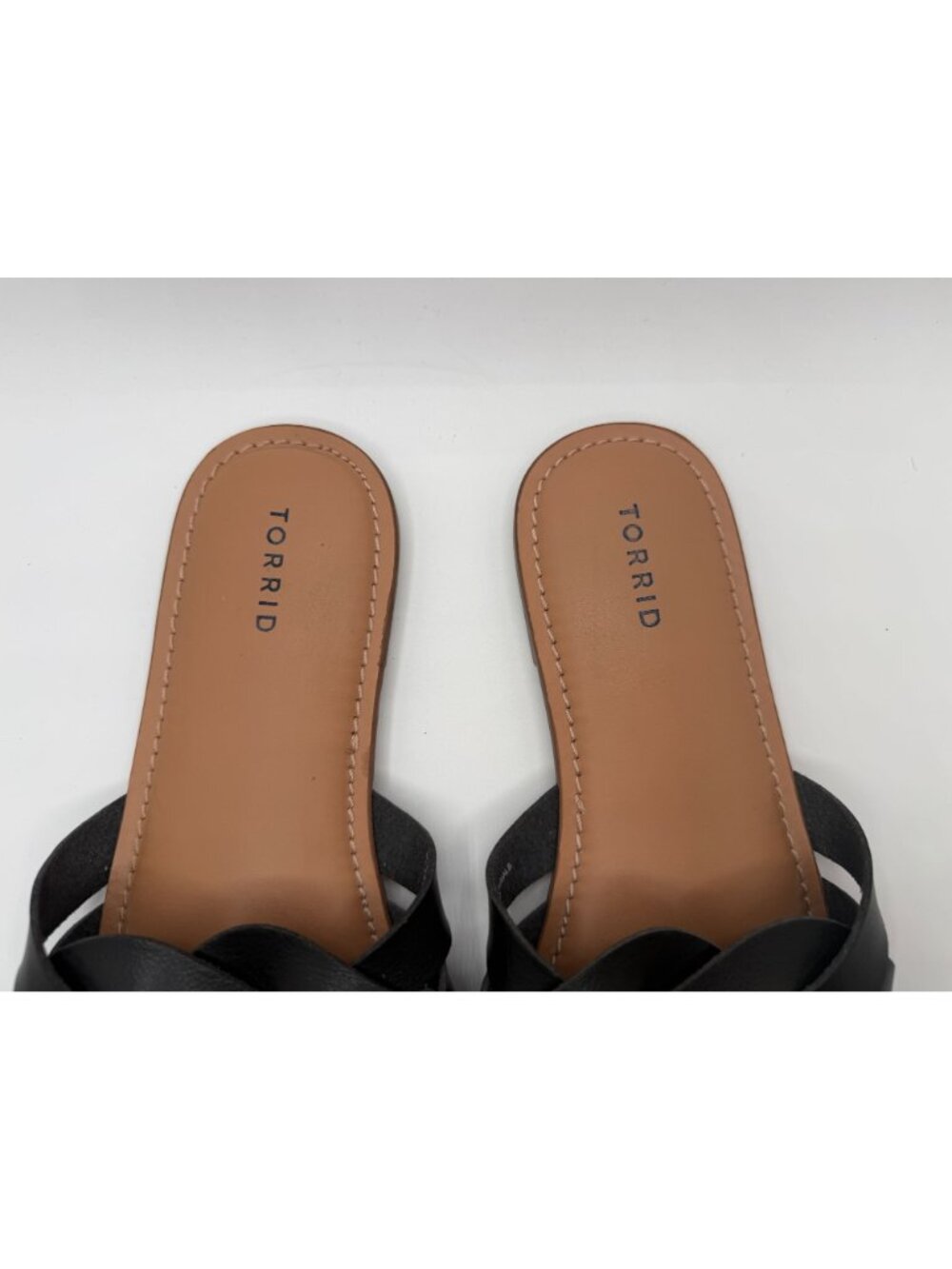 Torrid Black Woven Slide Sandals Women Size 8.5W Faux Leather Open Toe Shoes - Picture 4 of 14